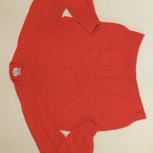 Hot Coral Pink Shetland Wool Crewneck Pullover Sweater Scotland Made Hi Quality